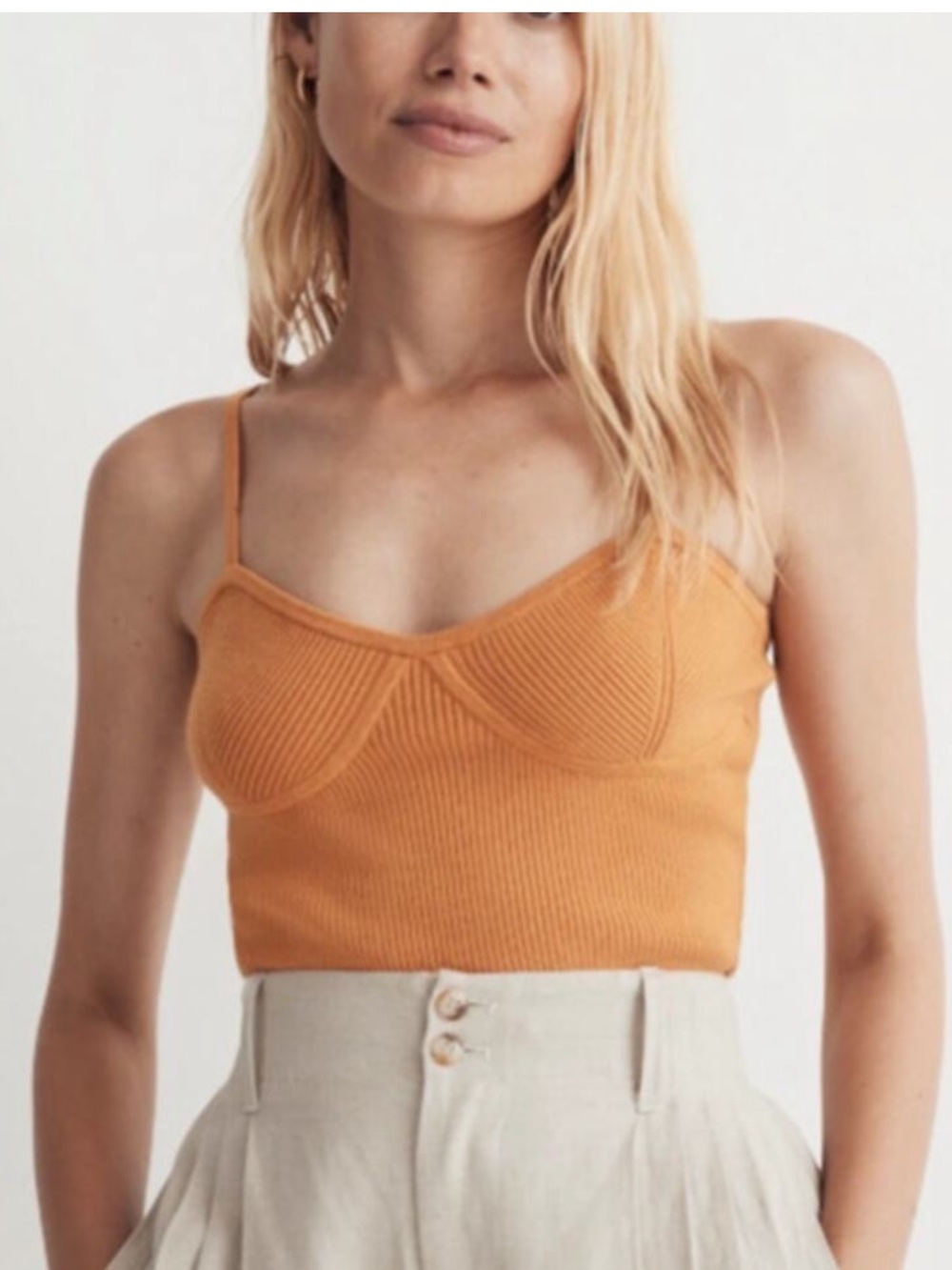 Madewell Orange Bustier Crop Top Size M
